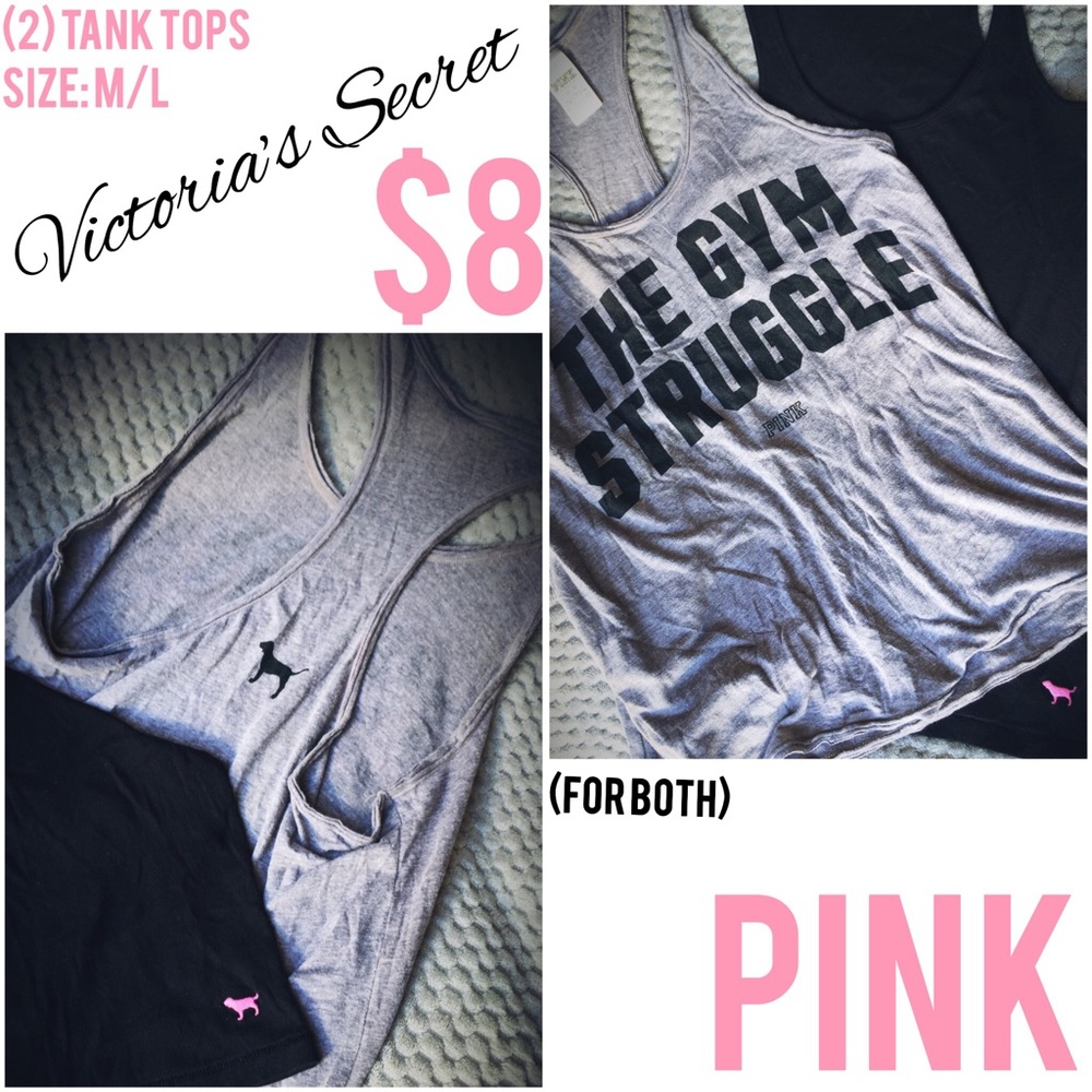 2- TANKS medium/large grey is med. but fits bigger